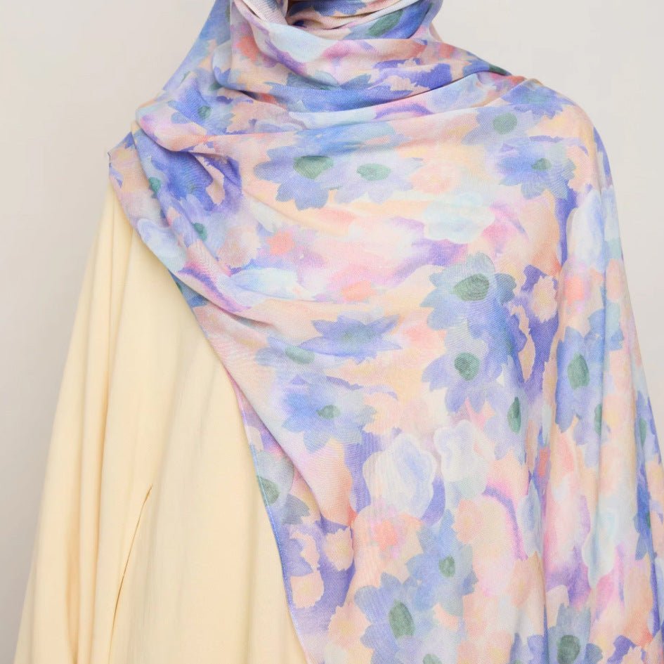 Vibrant Floral Print Scarf Hijab (MH159) - Mariam's Collection