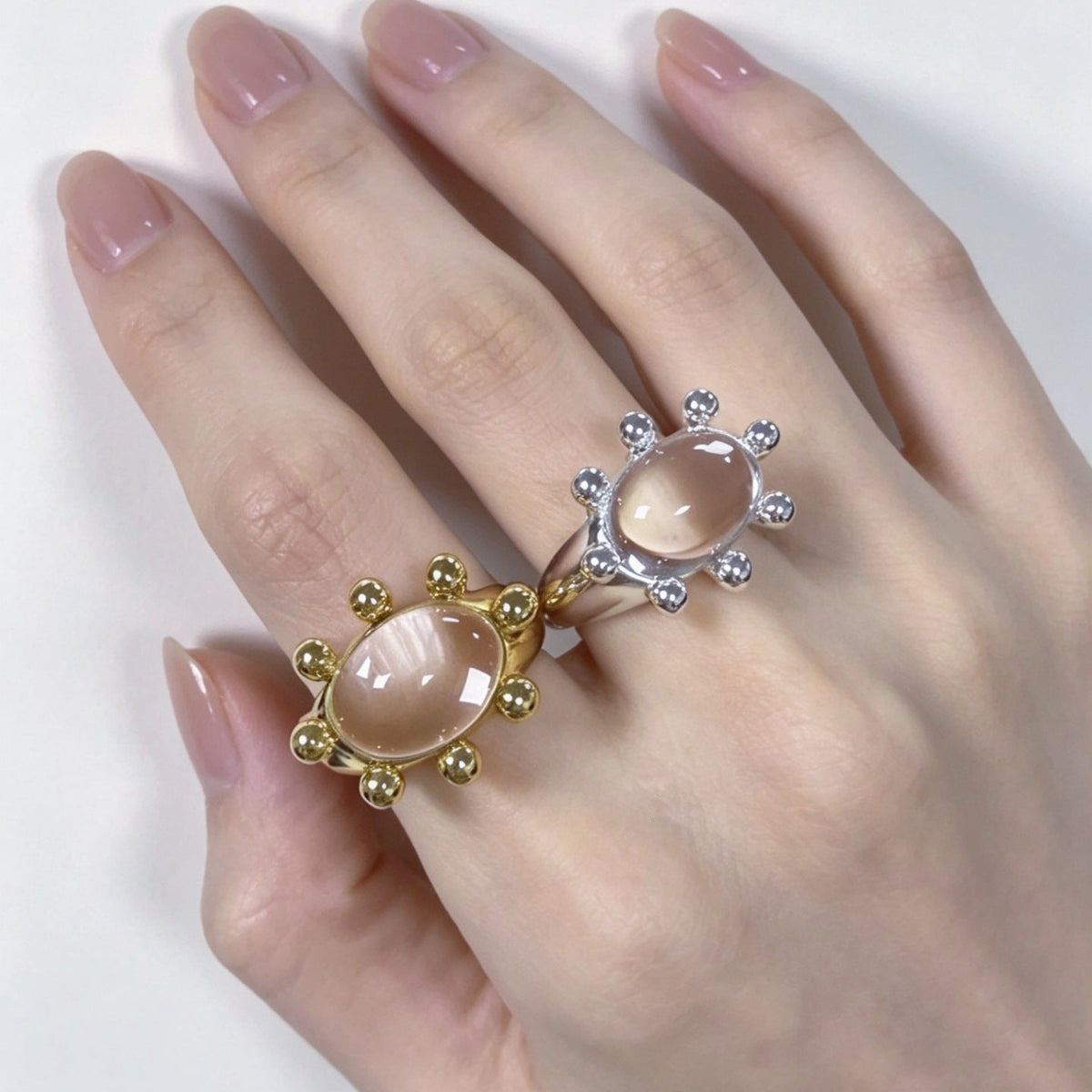 Vintage Sunburst Crystal Statement Ring – Adjustable Ring