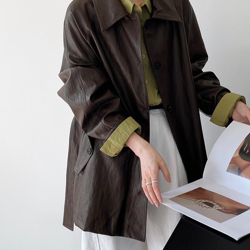 Vintage Faux Leather Jacket(MS149) - Mariam's Collection