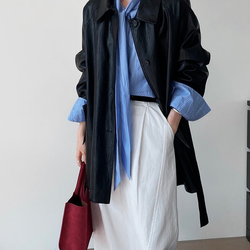 Vintage Faux Leather Jacket(MS149) - Mariam's Collection