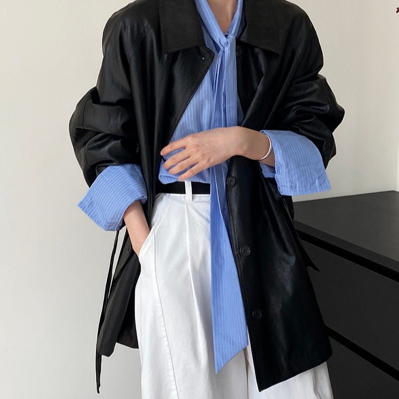 Vintage Faux Leather Jacket(MS149) - Mariam's Collection