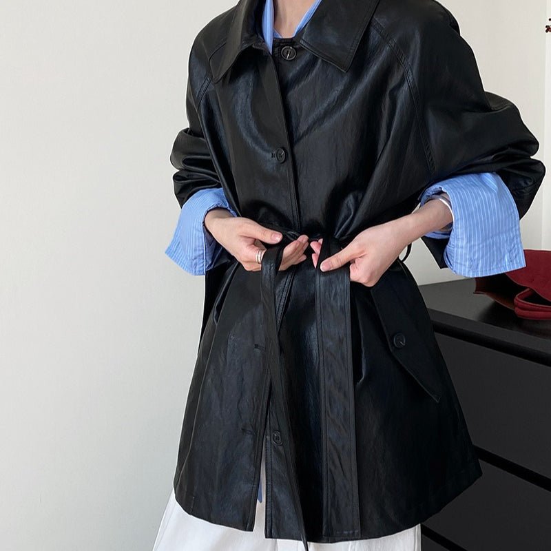 Vintage Faux Leather Jacket(MS149) - Mariam's Collection