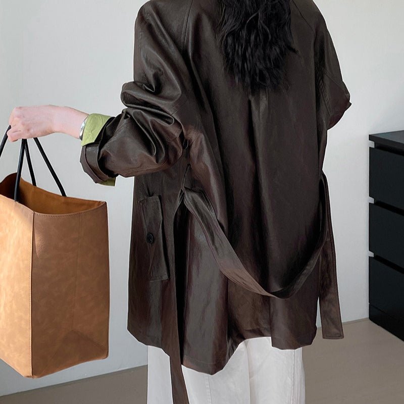 Vintage Faux Leather Jacket(MS149) - Mariam's Collection