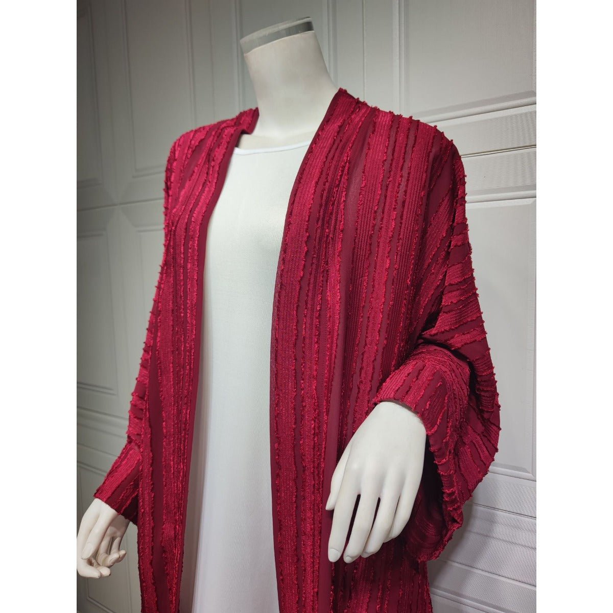 Vintage Knitted Cardigan Abaya | Modest Longline Open Front Jacket for Women(MOA217) - Mariam's Collection