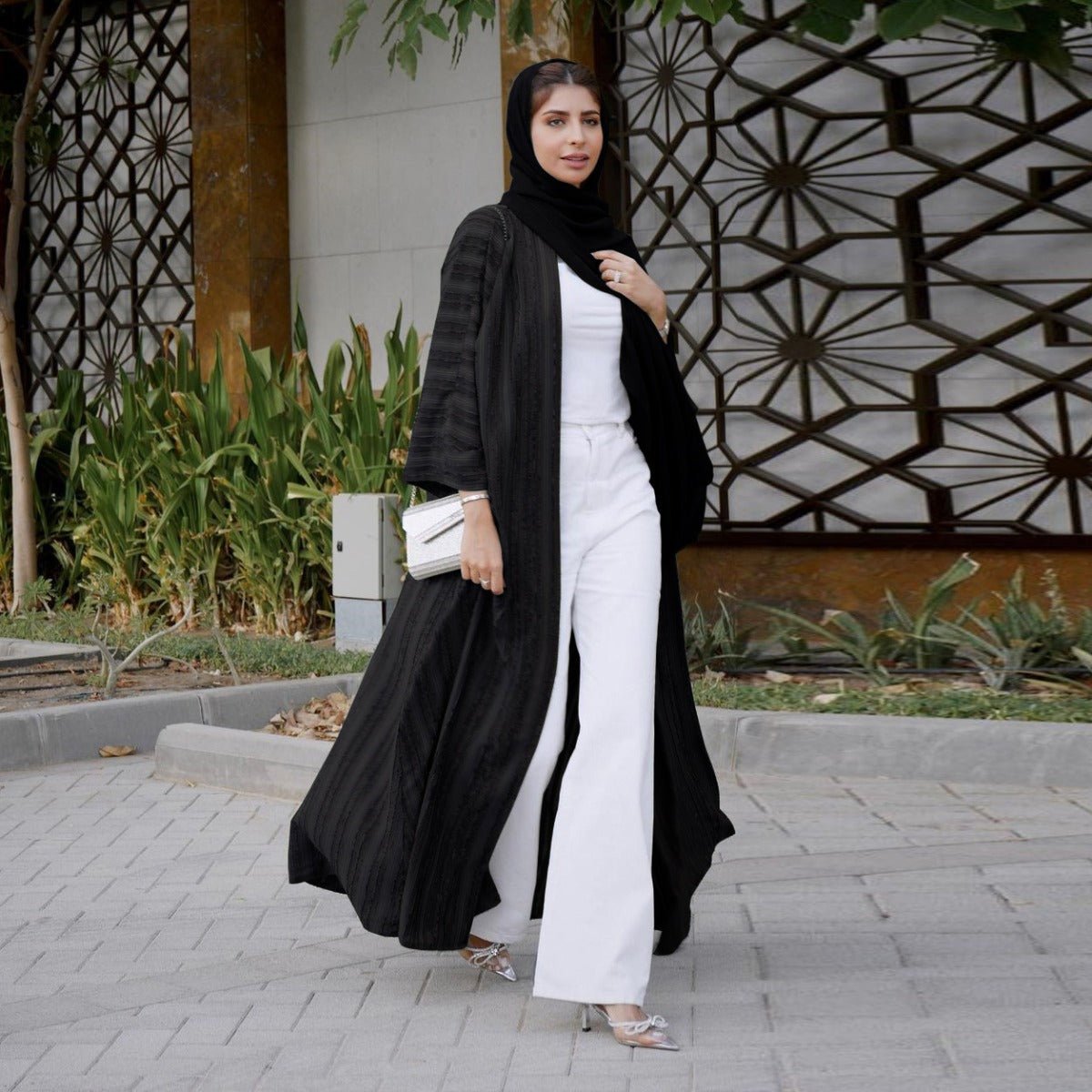 Vintage Knitted Cardigan Abaya | Modest Longline Open Front Jacket for Women(MOA217) - Mariam's Collection