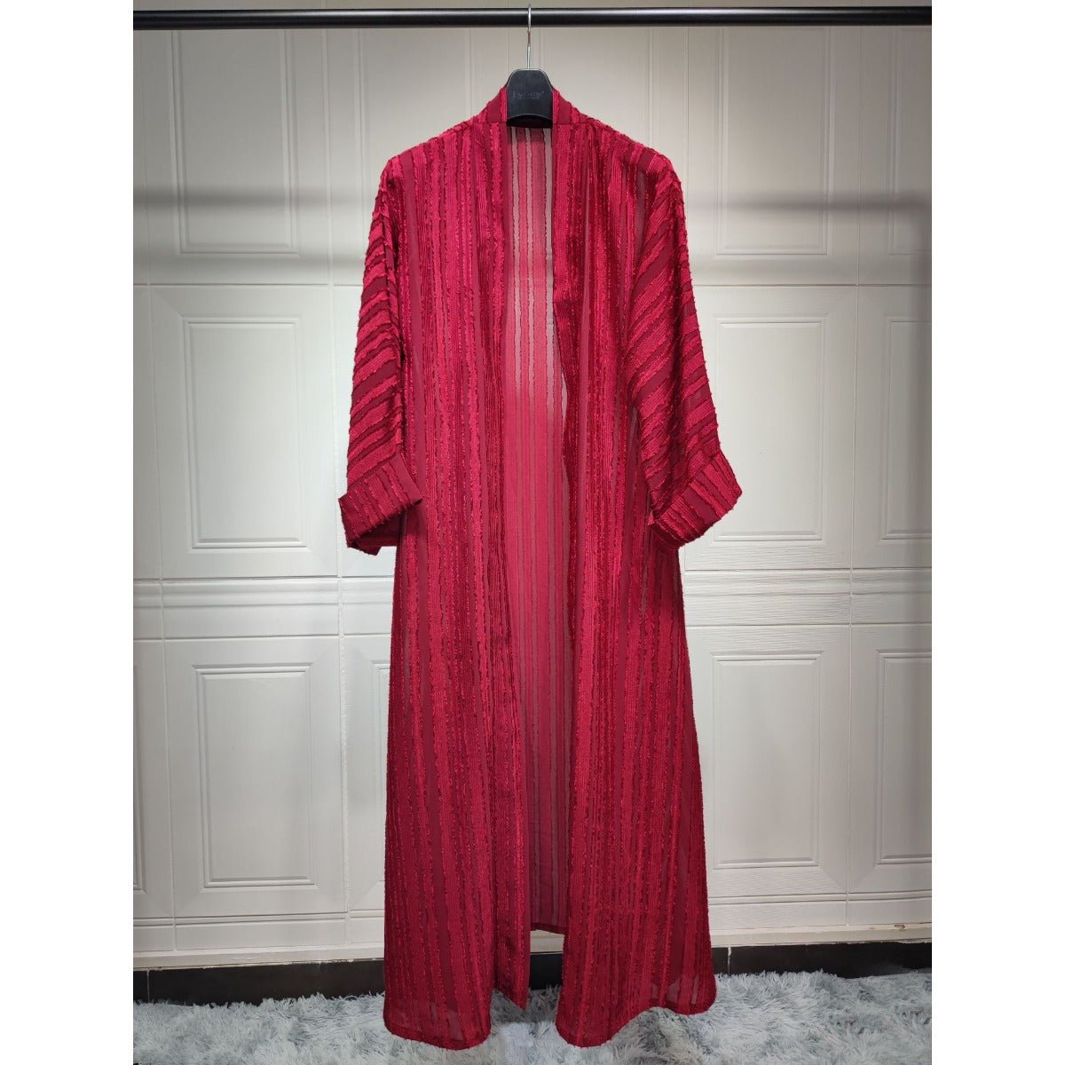 Vintage Knitted Cardigan Abaya | Modest Longline Open Front Jacket for Women(MOA217) - Mariam's Collection