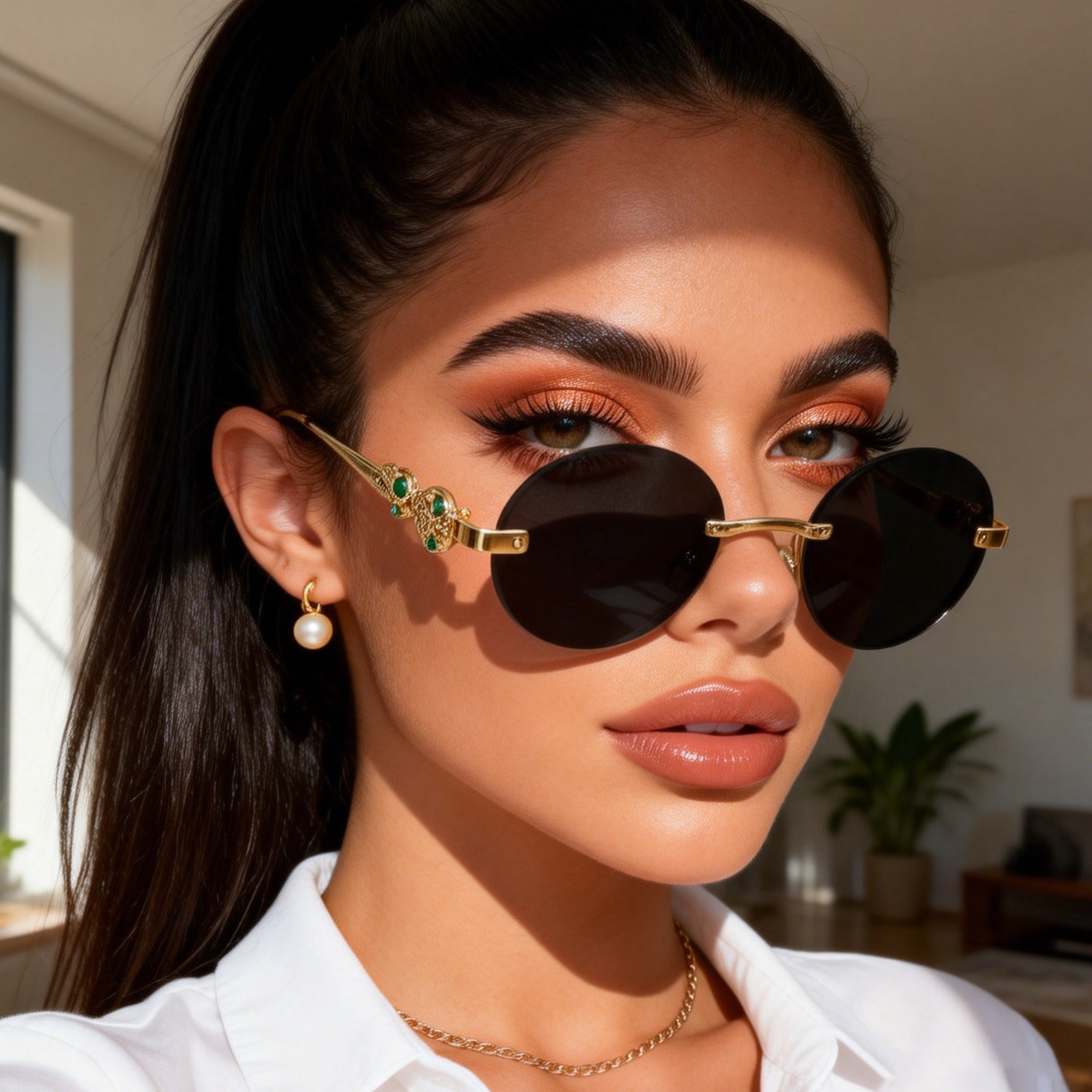 Vintage Oval Rimless Sun Glasses(MAC446) - Mariam's Collection