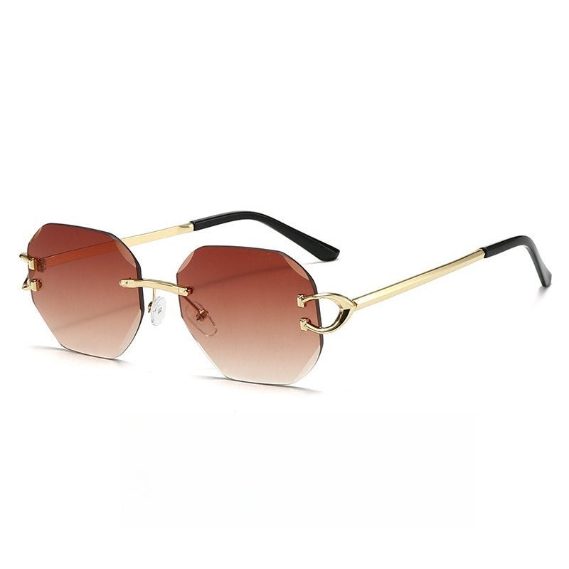 Vintage Rimless Cut Edge Sunglasses - Frameless Polygon Statement Piece (MAC266) - Mariam's Collection