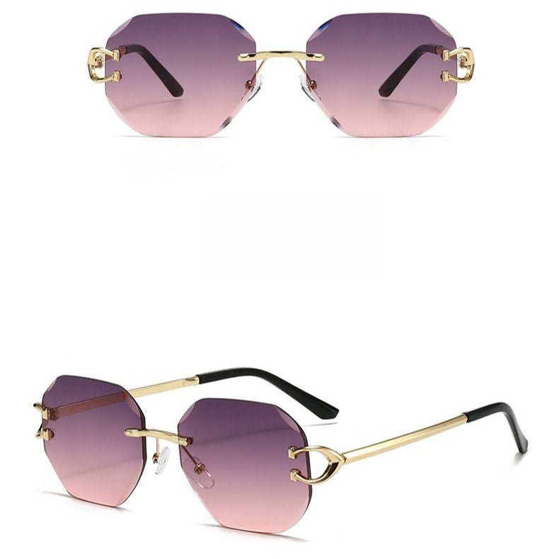 Vintage Rimless Cut Edge Sunglasses - Frameless Polygon Statement Piece (MAC266) - Mariam's Collection