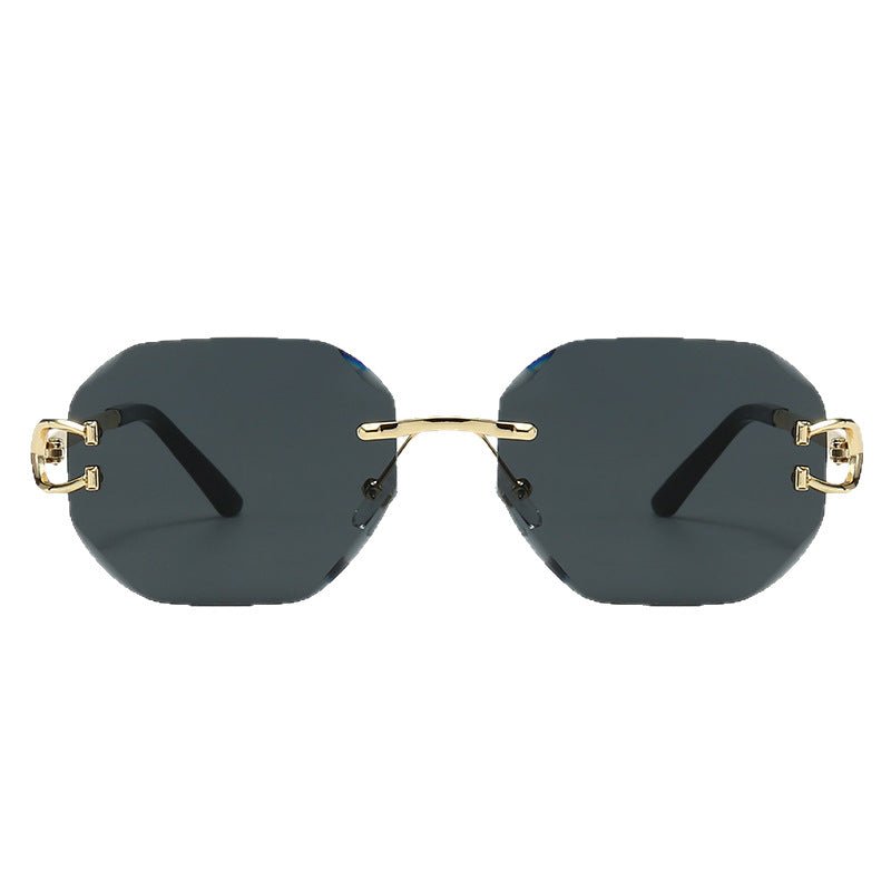 Vintage Rimless Cut Edge Sunglasses - Frameless Polygon Statement Piece (MAC266) - Mariam's Collection