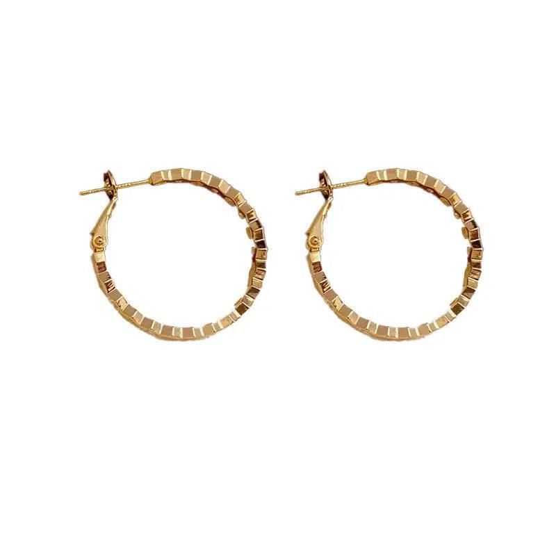 Vintage Style Zircon Inlaid Hoop Earrings Elegant MAC057 - Mariam's Collection