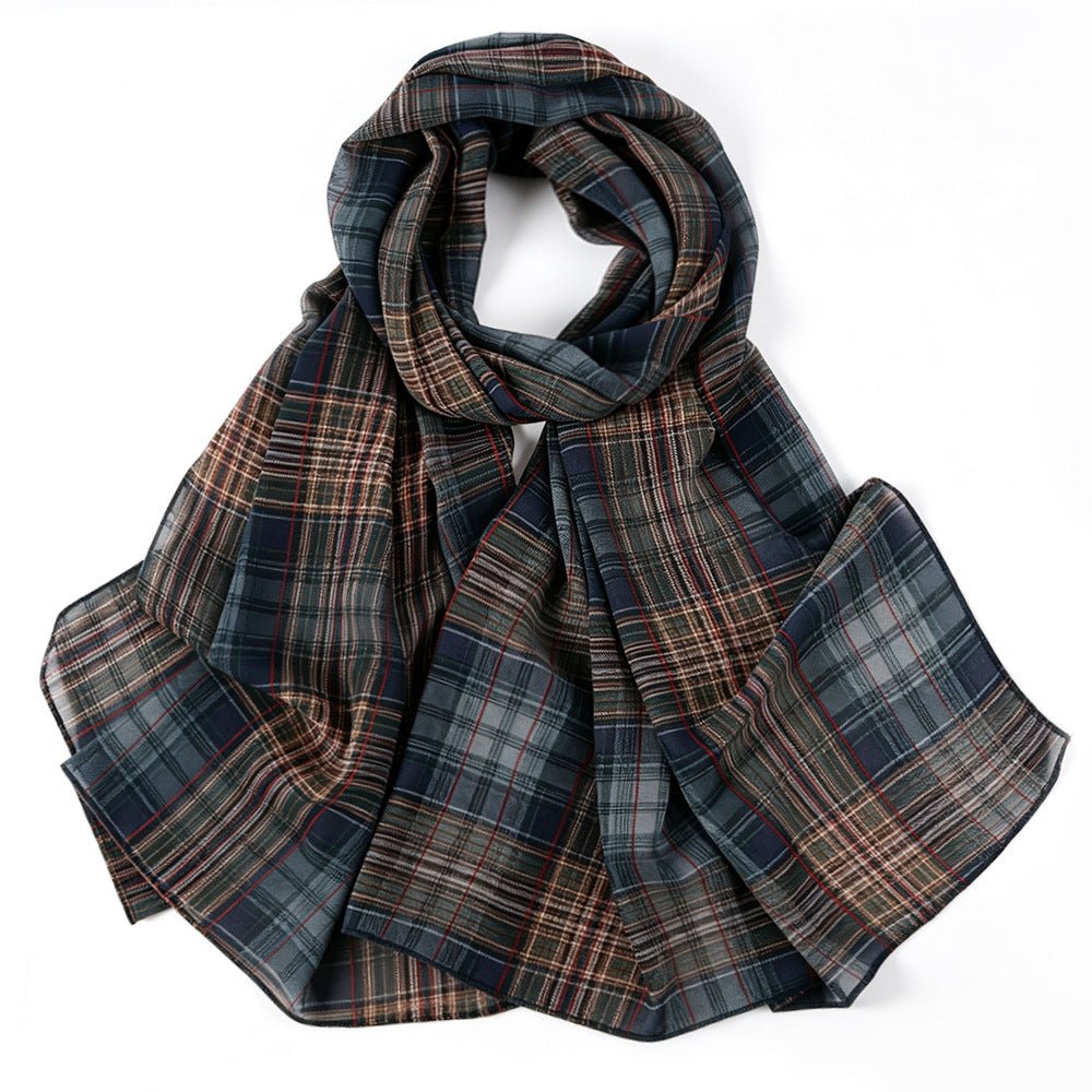 Vintage Tartan Plaid Lightweight Hijab Scarf(MH258) - Mariam's Collection