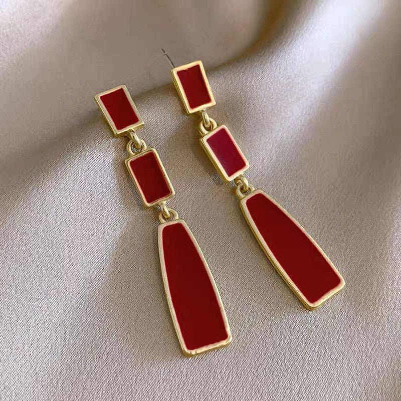 Vintage Wine Red Pearl Stud Earrings(MAC466) - Mariam's Collection