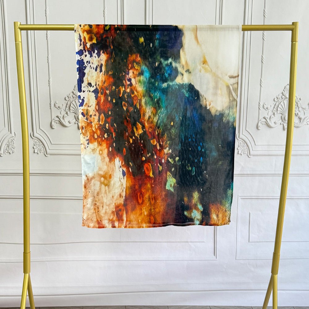 Watercolor Artistic Modal Hijab with Painted Floral Motifs (MH144) - Mariam's Collection