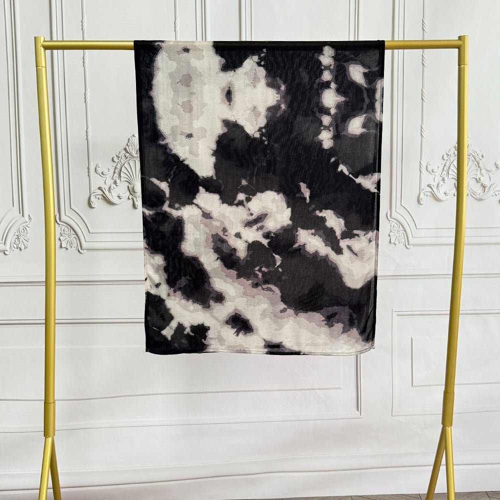 Watercolor Artistic Modal Hijab with Painted Floral Motifs (MH144) - Mariam's Collection