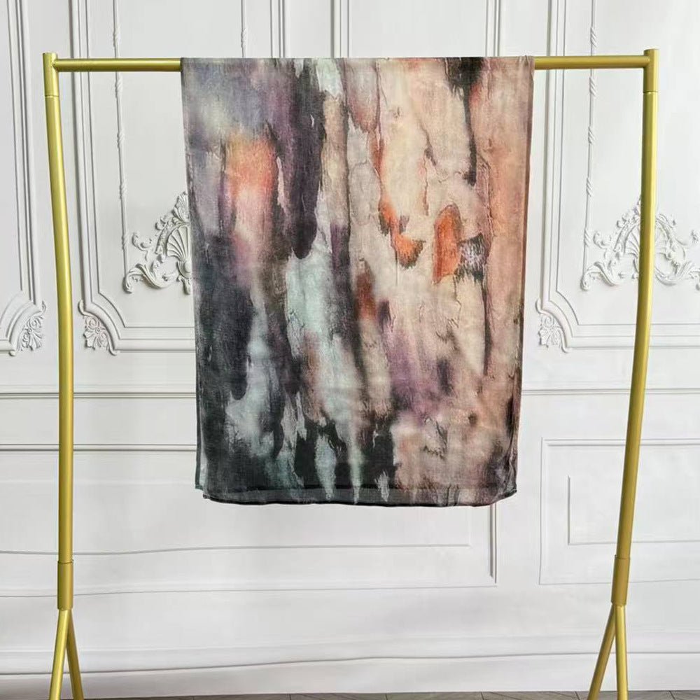 Watercolor Artistic Modal Hijab with Painted Floral Motifs (MH144) - Mariam's Collection