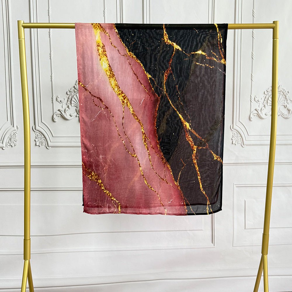 Watercolor Artistic Modal Hijab with Painted Floral Motifs (MH144) - Mariam's Collection