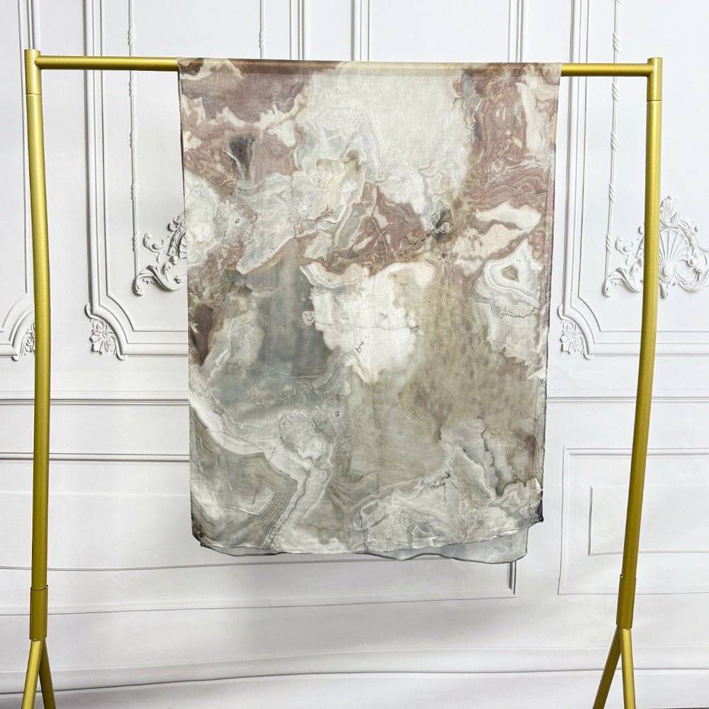 Watercolor Artistic Modal Hijab with Painted Floral Motifs (MH144) - Mariam's Collection