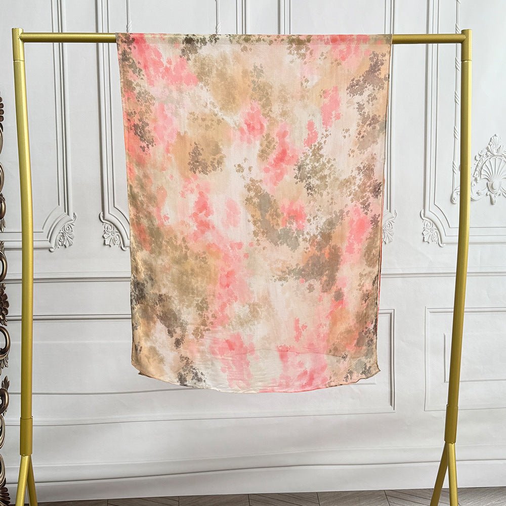 Watercolor Artistic Modal Hijab with Painted Floral Motifs (MH144) - Mariam's Collection