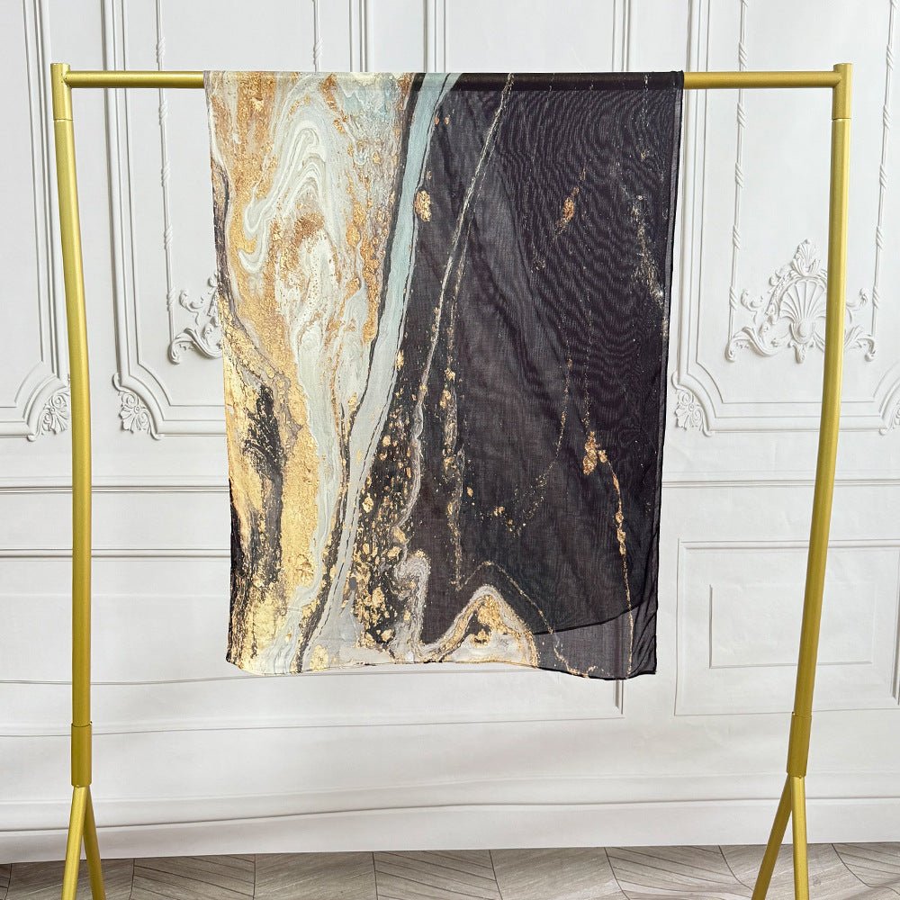 Watercolor Artistic Modal Hijab with Painted Floral Motifs (MH144) - Mariam's Collection