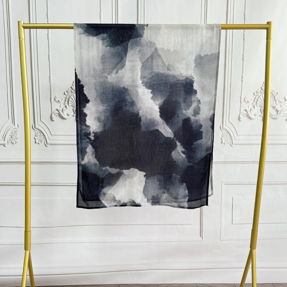 Watercolor Artistic Modal Hijab with Painted Floral Motifs (MH144) - Mariam's Collection