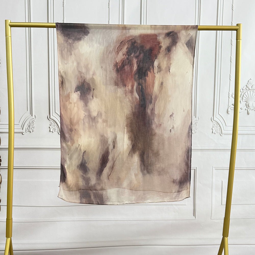 Watercolor Artistic Modal Hijab with Painted Floral Motifs (MH144) - Mariam's Collection