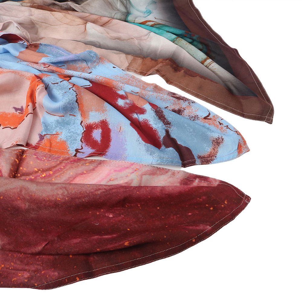 Watercolor Artistic Modal Hijab with Painted Floral Motifs (MH144) - Mariam's Collection