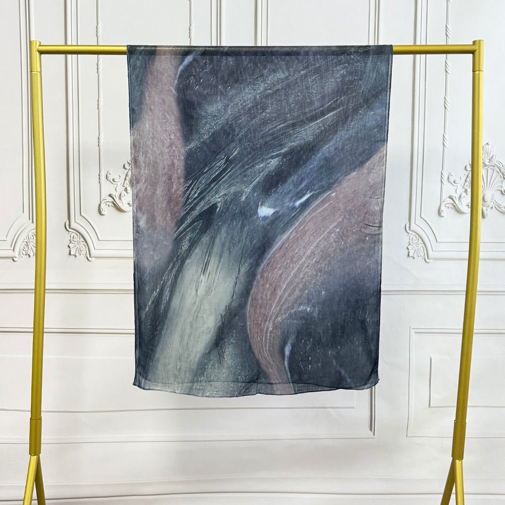 Watercolor Artistic Modal Hijab with Painted Floral Motifs (MH144) - Mariam's Collection