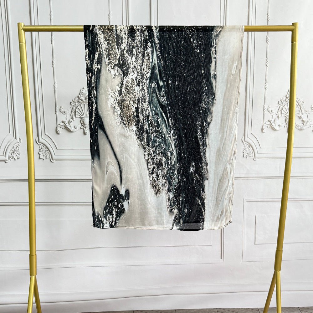 Watercolor Artistic Modal Hijab with Painted Floral Motifs (MH144) - Mariam's Collection