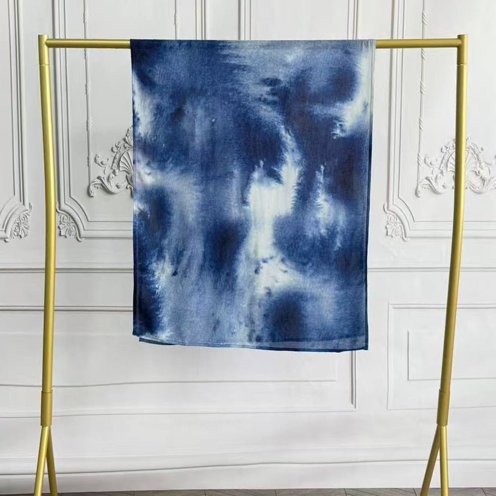 Watercolor Artistic Modal Hijab with Painted Floral Motifs (MH144) - Mariam's Collection