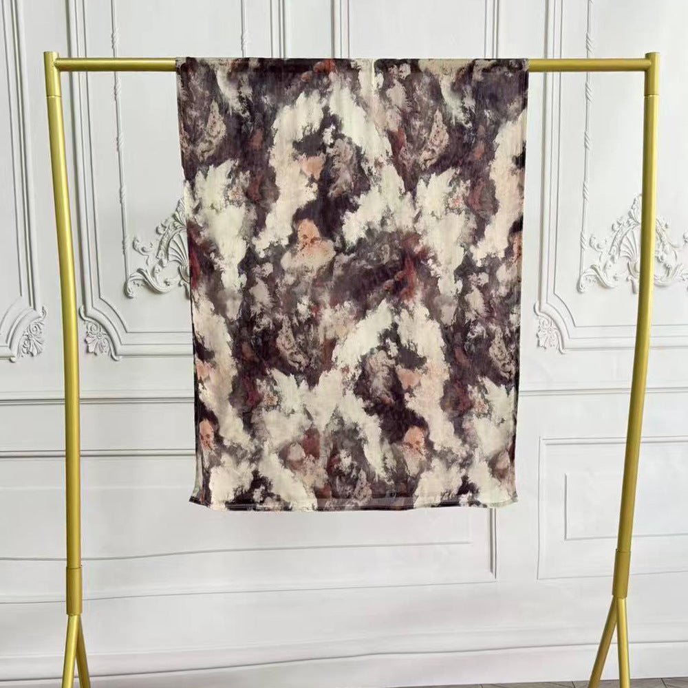 Watercolor Artistic Modal Hijab with Painted Floral Motifs (MH144) - Mariam's Collection