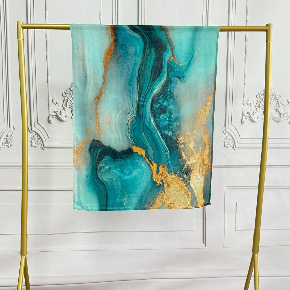 Watercolor Artistic Modal Hijab with Painted Floral Motifs (MH144) - Mariam's Collection