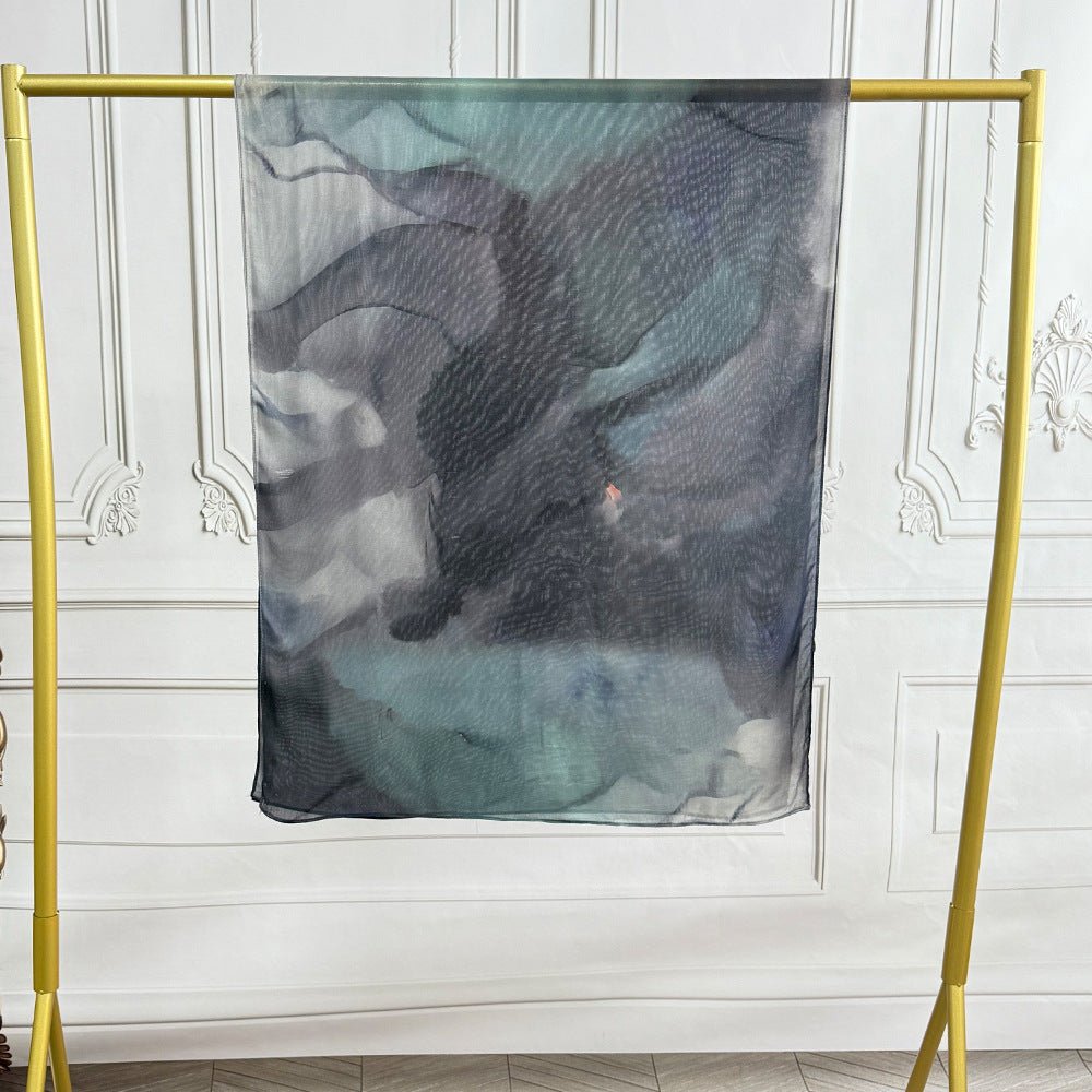 Watercolor Artistic Modal Hijab with Painted Floral Motifs (MH144) - Mariam's Collection