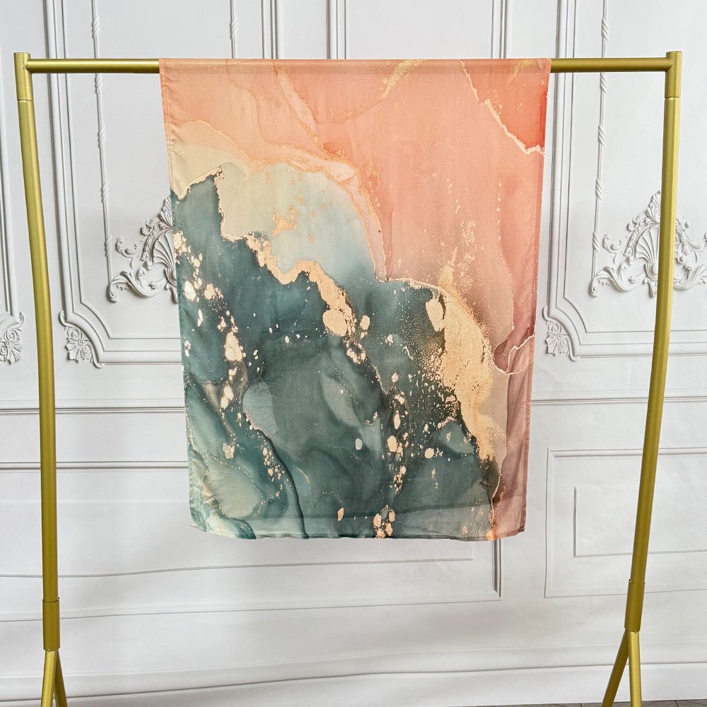 Watercolor Artistic Modal Hijab with Painted Floral Motifs (MH144) - Mariam's Collection