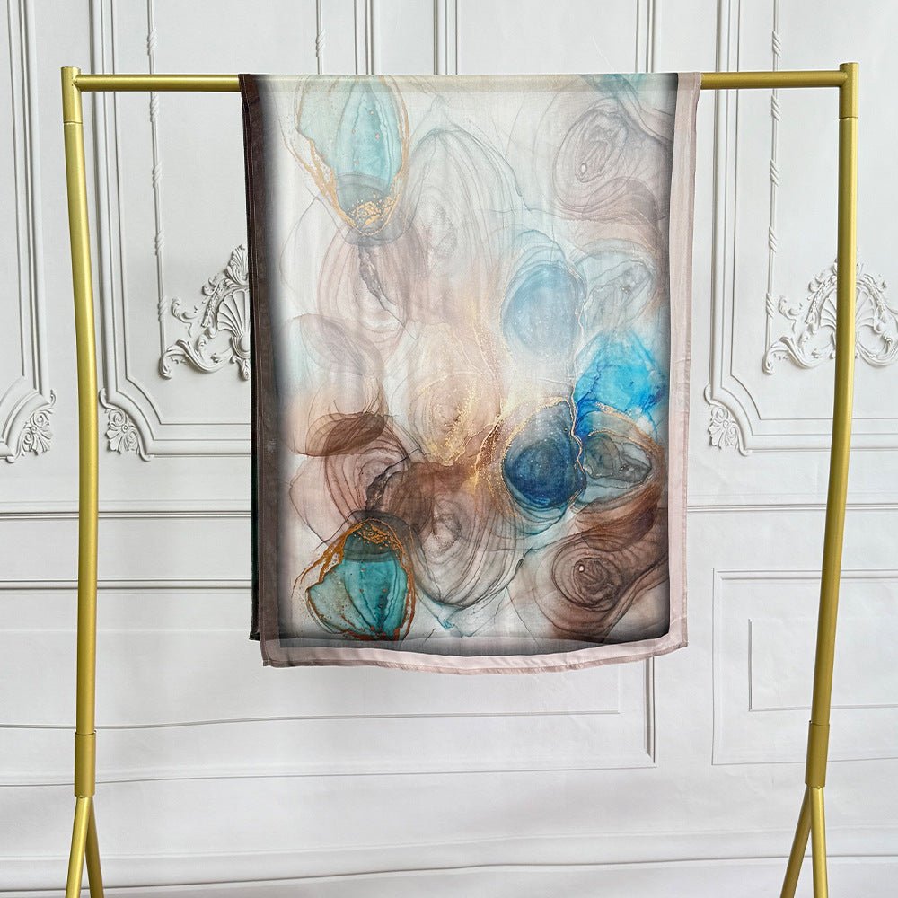 Watercolor Artistic Modal Hijab with Painted Floral Motifs (MH144) - Mariam's Collection