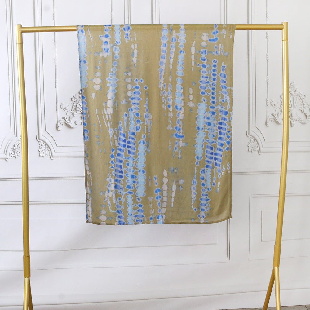 Watercolor Artistic Modal Hijab with Painted Floral Motifs (MH144) - Mariam's Collection