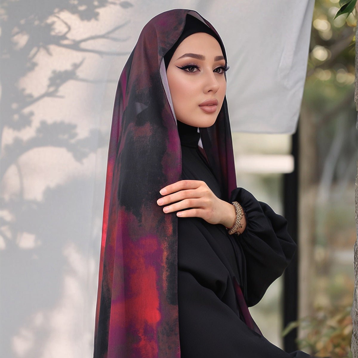 Watercolor Artistry Ethereal Print Hijab (MH176) - Mariam's Collection