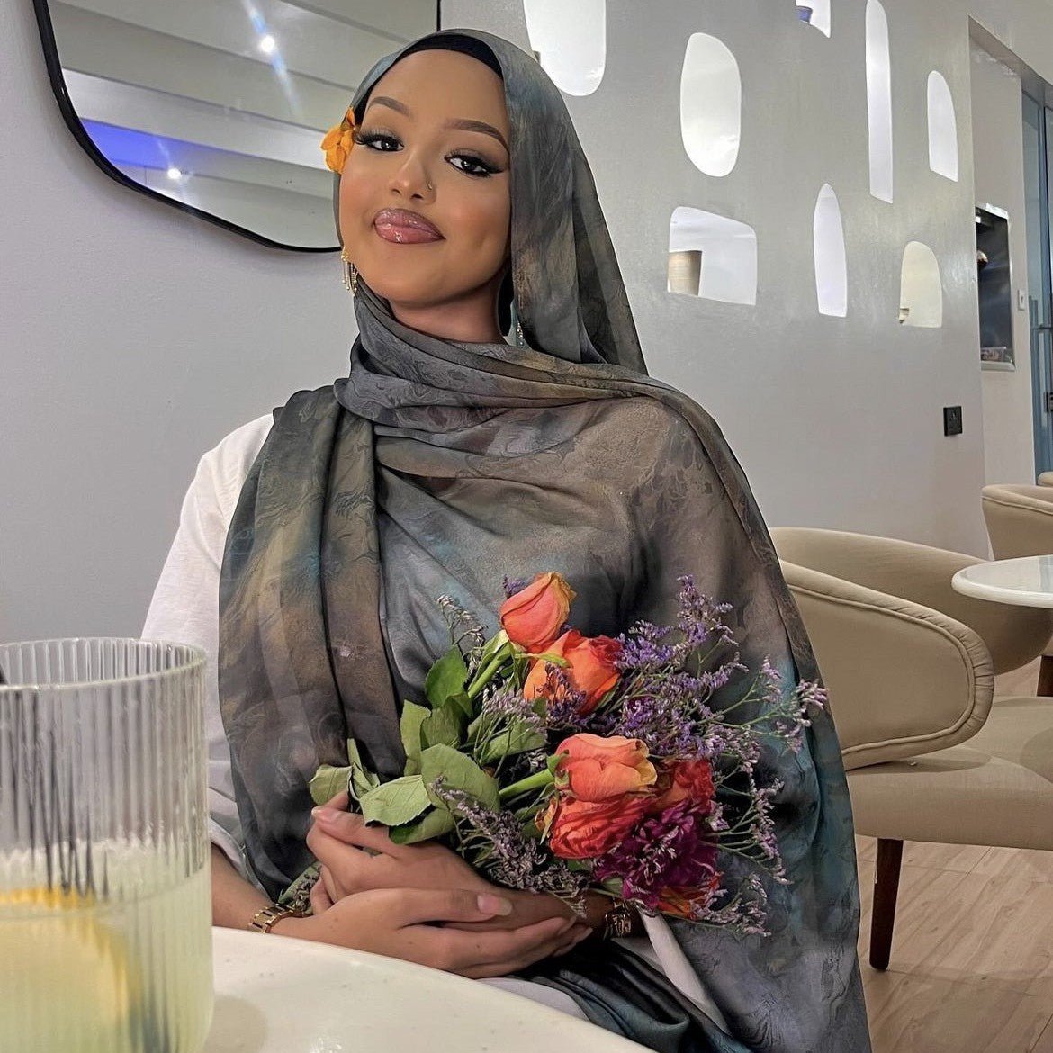 Watercolor Series Printed Headscarf Hijab (MH179) - Mariam's Collection