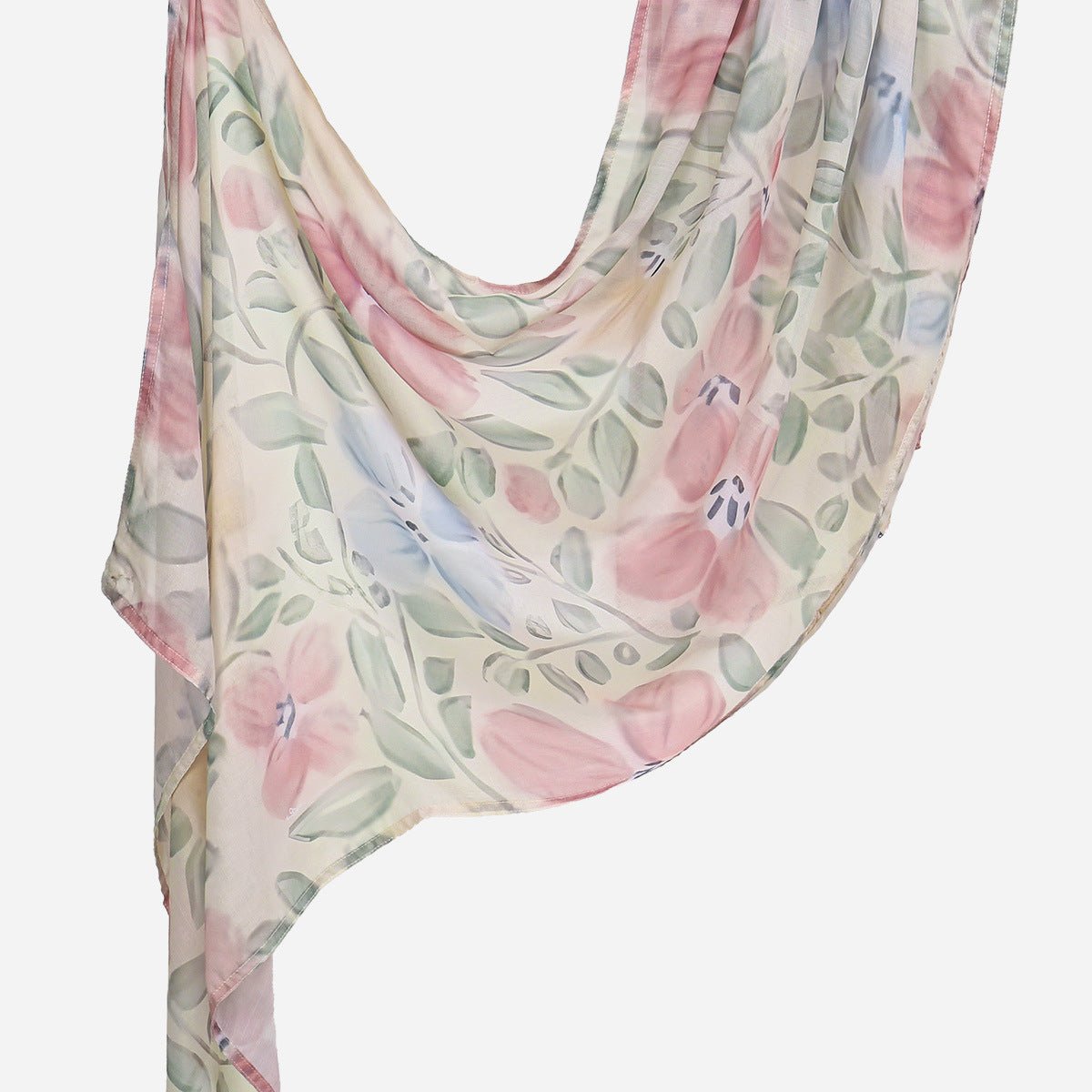 Watercolour Floral Print Lightweight Hijab Scarf(MH246) - Mariam's Collection