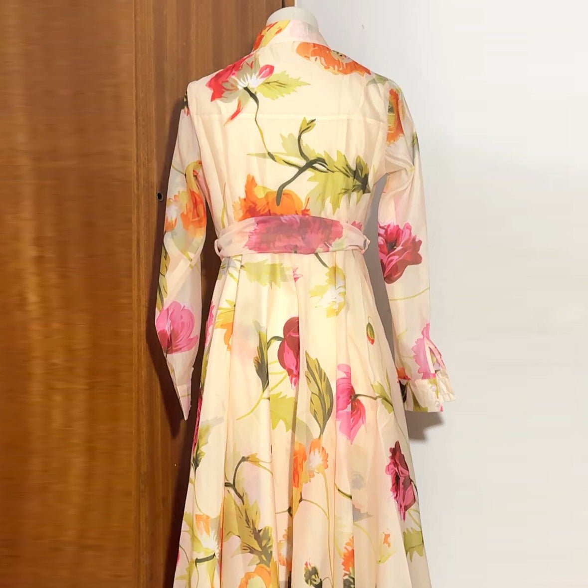 Watercolour Floral Shirt Maxi Dress(MS414) - Mariam's Collection