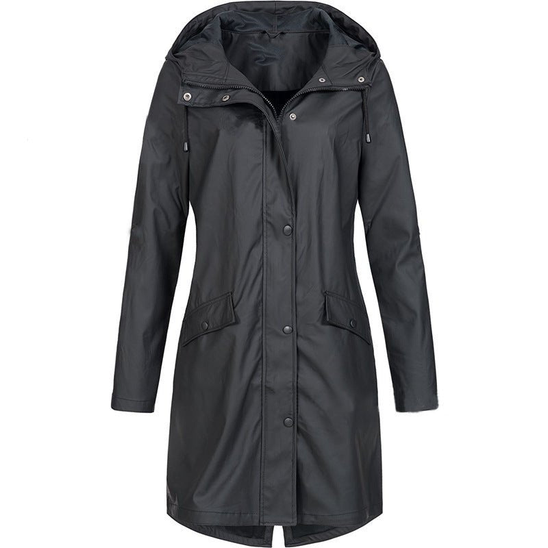 Waterproof Longline Windbreaker Hooded Jacket Coat(MS247) - Mariam's Collection