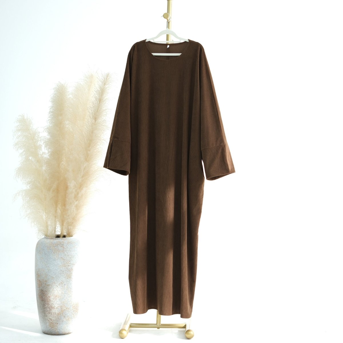Wide Sleeve Corduroy Abaya (MA045) - Mariam's Collection
