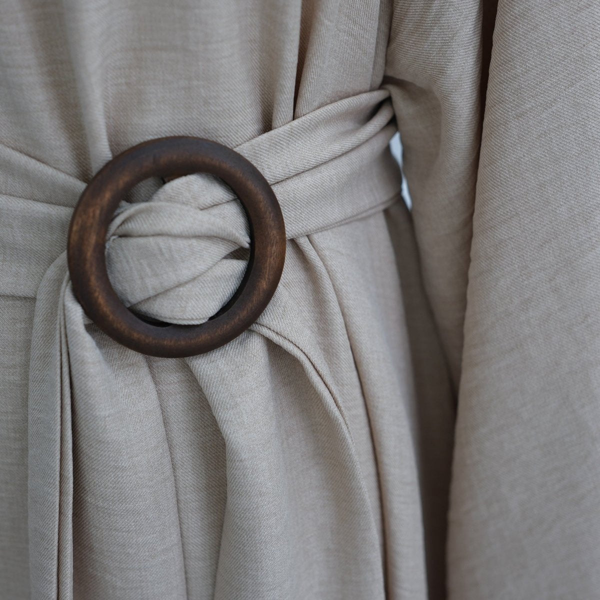 Wide Sleeve Textured Twill Blend Abaya with Belt(MA333) - Mariam's Collection