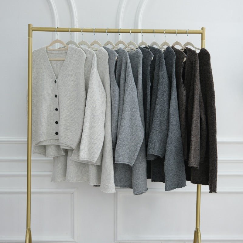 Winter Stretch Knit Three - Piece Set | Cardigan Vest & Skirt Ensemble(MS122) - Mariam's Collection