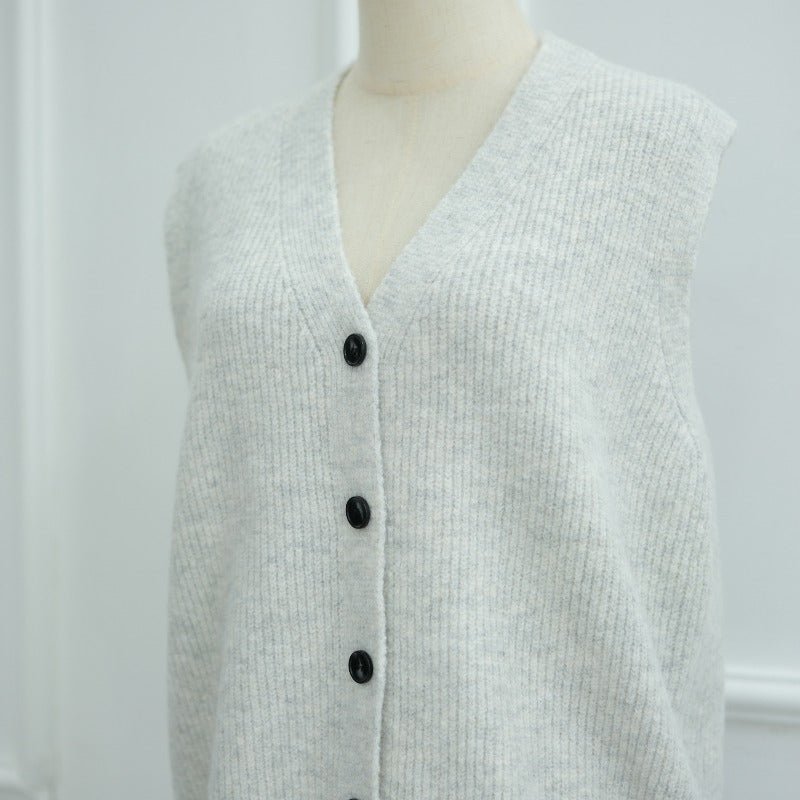 Winter Stretch Knit Three - Piece Set | Cardigan Vest & Skirt Ensemble(MS122) - Mariam's Collection