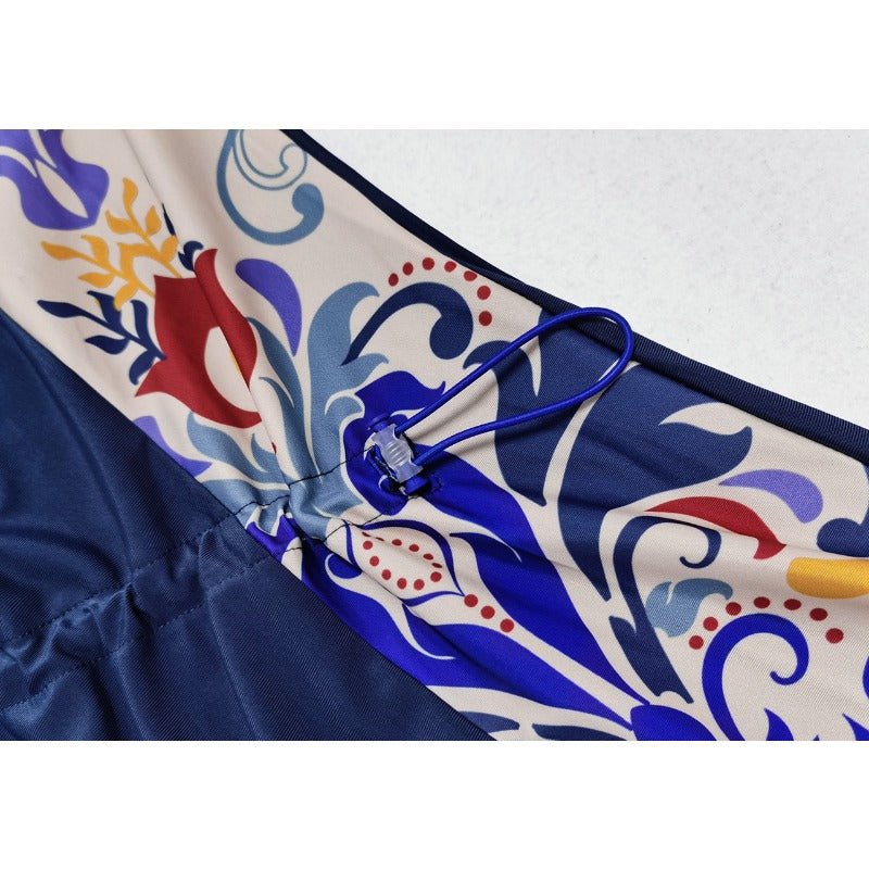 Women's 3 - Piece Printed Splicing Modest Burkini Set, Including Top, Bottoms And Covering, Suitable For Swimming Pool, Beach, Surfing And Sun Protection. (MB018) - Mariam's Collection