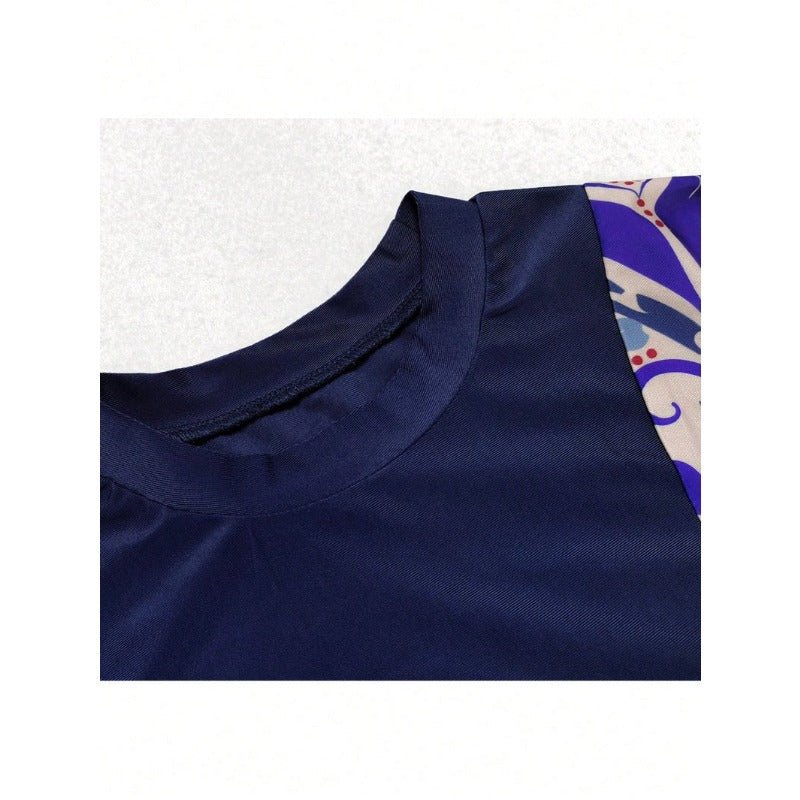 Women's 3 - Piece Printed Splicing Modest Burkini Set, Including Top, Bottoms And Covering, Suitable For Swimming Pool, Beach, Surfing And Sun Protection. (MB018) - Mariam's Collection