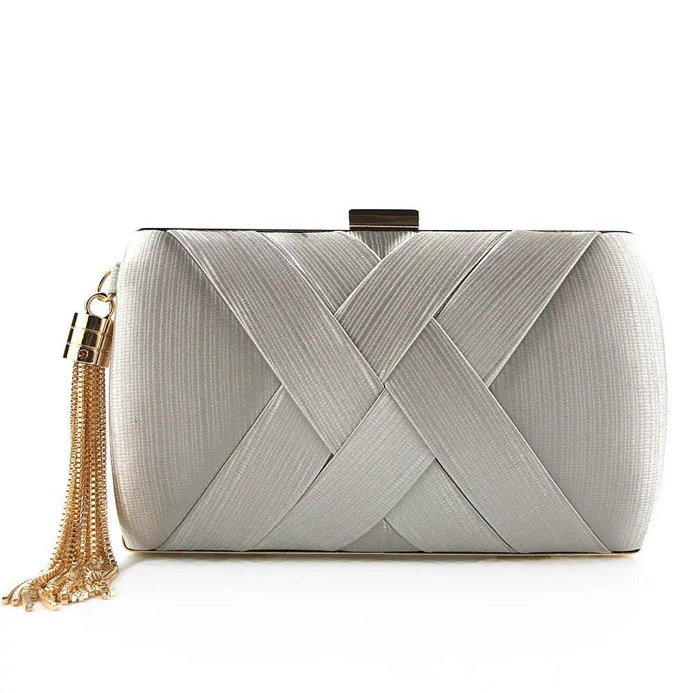 Women's Silk Evening Bag with Elegant Tassel Pendant - MAC032 Mariam's - Mariam's Collection