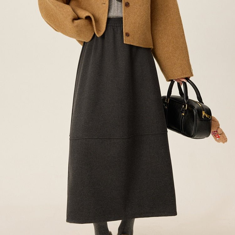 Wool-Look Cocoon A-Line Skirt(MS593) - Mariam's Collection