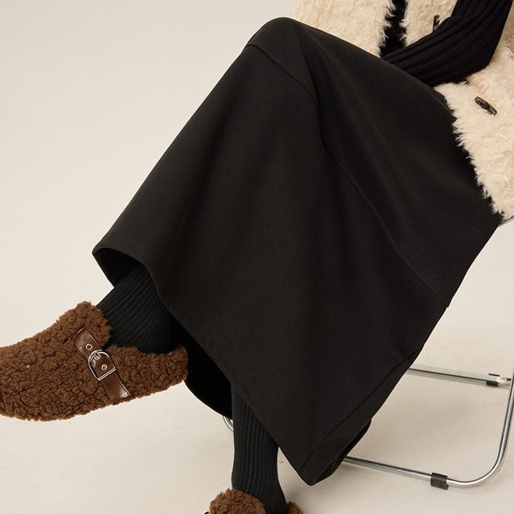 Wool-Look Cocoon A-Line Skirt(MS593) - Mariam's Collection